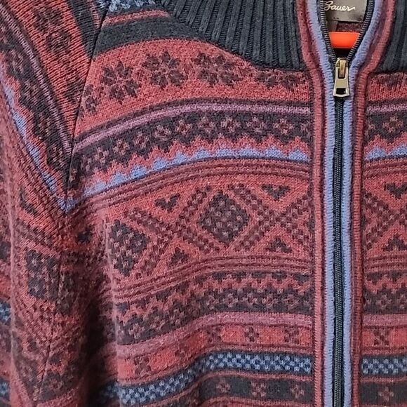 vntge Eddie Bauer men knitted fair isle 1/2 zip navy maroon sweater sz XL y2k - Picture 4 of 16
